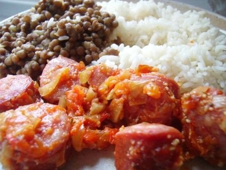 Lentilles de Cilaos avec rougail saucisse